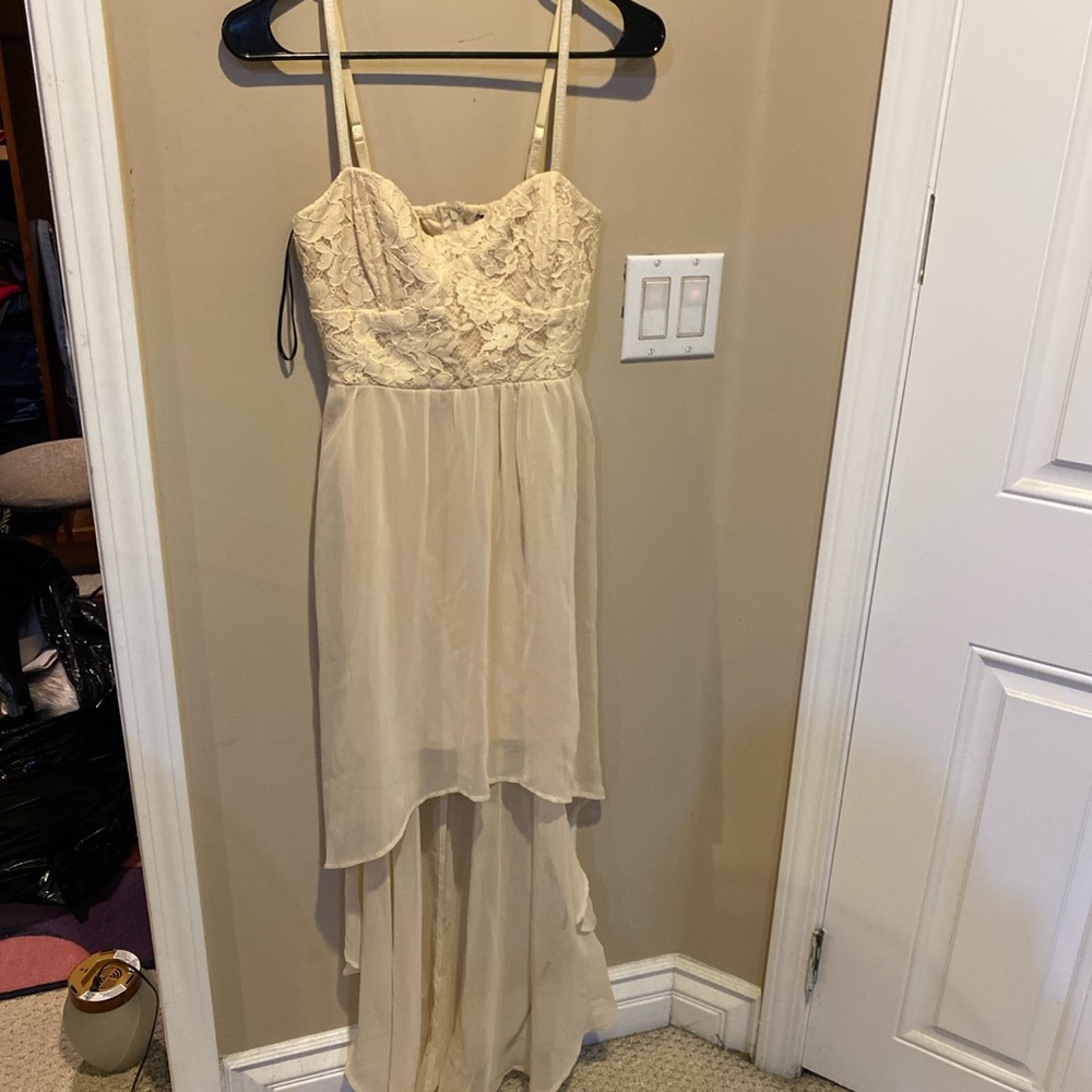Cream lace high low dress